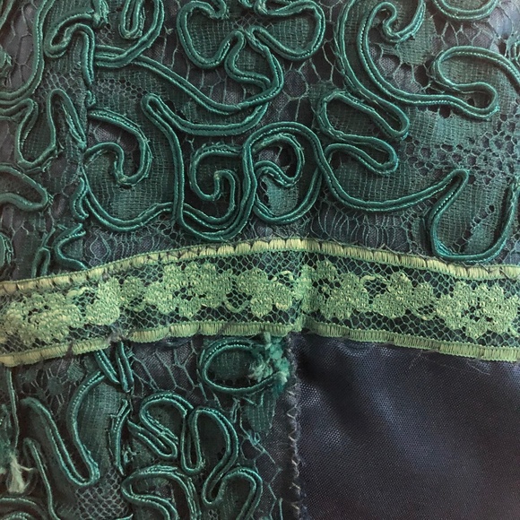 Vintage Custom-Made Emerald Lace/Organza Dress - Picture 8 of 8